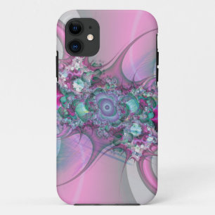 iPhone 11 coque d'iphone en art fractal rose pastel