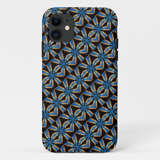 iPhone 11 coque en diagonale noir et bleu (Dos)