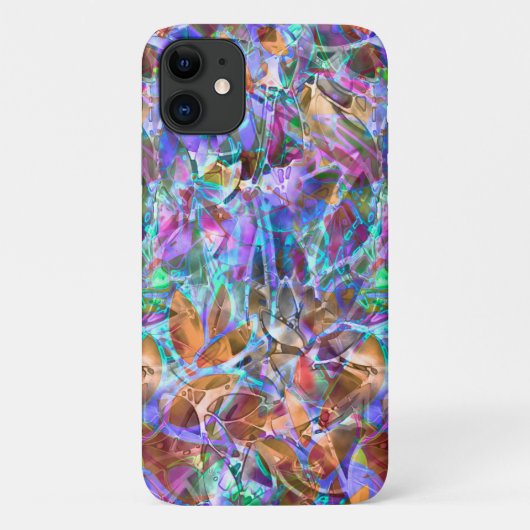 iPhone 11 Coque Floral Abstrait Verre (Dos)