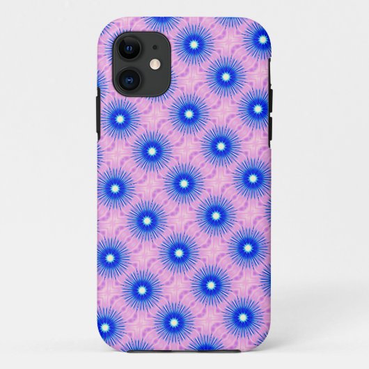 iPhone 11 coque rose et bleu hypnotique (Dos)