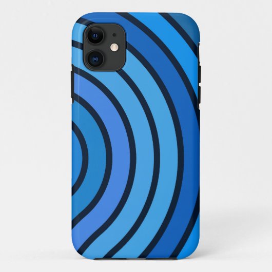 iPhone 11 Courbes noir et bleu coque Abstrait (Dos)