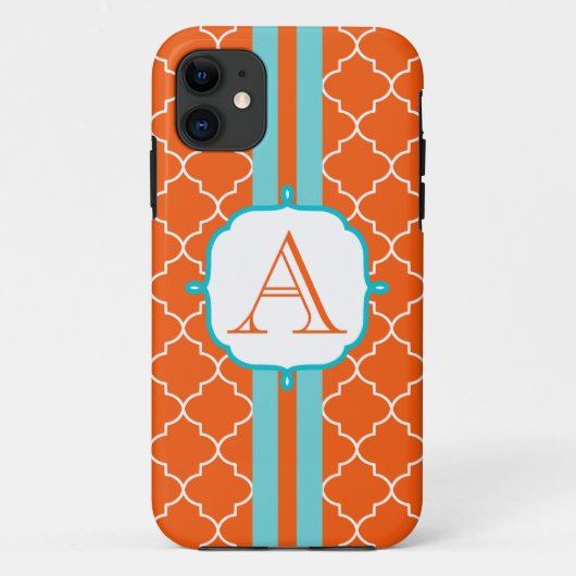 iPhone 11 Orange Monogramme Téléphone 5 Coque (Dos)