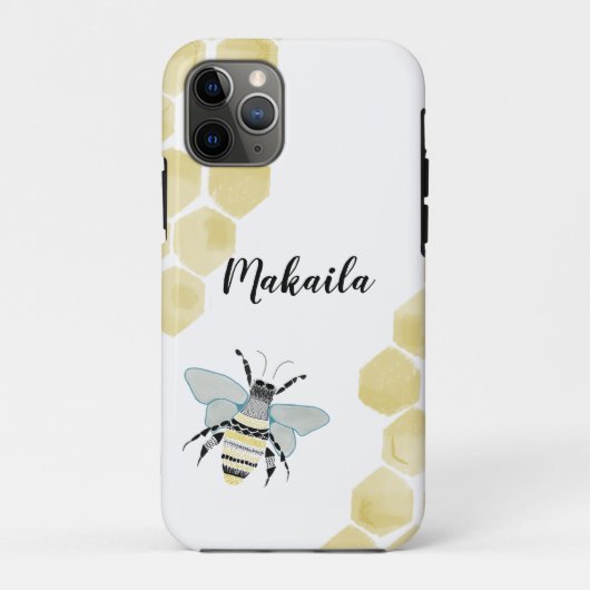 Iphone 11 Pro Zen Doodle Bee Hoesje (Achterkant)