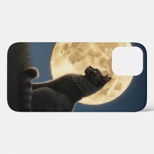 iPhone 12 cat and moon phone case (Achterkant (horizontaal))