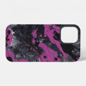iPhone 12 Coque abstrait rose noir. (Verso Horizontal)