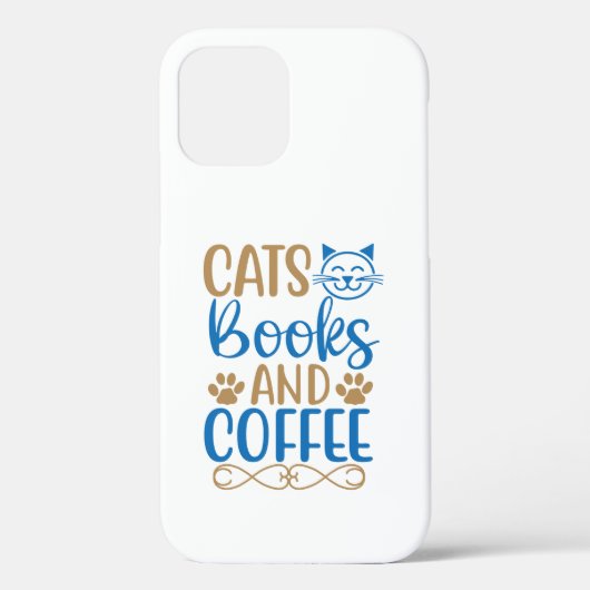 iPhone 12 Coques Chats, Livres et Café (Verso)