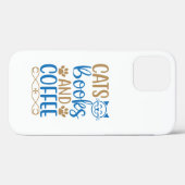 iPhone 12 Coques Chats, Livres et Café (Verso (horizontal))
