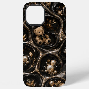 iPhone 12 Pro Max coque de téléphone style ours en peluche perle noi