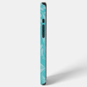 iPhone 12 Pro Max Coque fleuri Turquoise avec initial et nom (Côté gauche)