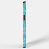iPhone 12 Pro Max Coque fleuri Turquoise avec initial et nom (Côté droit)