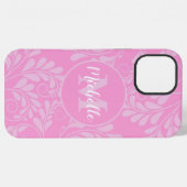 iPhone 12 Pro Max Coque rose fleuri avec initiale & nom (Verso Horizontal)