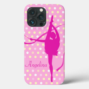 iPhone 13 Pro Case Enfants filles nommé gymnaste poka point rose