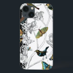 iPhone 13 Case Oiseaux et papillons sur un Arrière - plan noir et<br><div class="desc">L'artiste Chariklia Zarris est un peintre et designer talentueux. Elle aime peindre des oiseaux et des animaux sauvages et cette photo ne fait pas exception. Les couleurs vives des oiseaux et des papillons sont accentuées par les branches noires et blanches de l'arrière - plan.</div>
