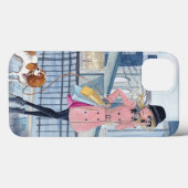 iPhone 13 Coque Appel rose & bleu stylisé New York Fashion Girl (Back (Horizontal))