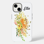 iPhone 14 Coque dur avec fleurs jaunes (Verso)