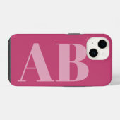 iPhone 14 Coque Monogramme minimal initial pour fille rose m (Verso Horizontal)