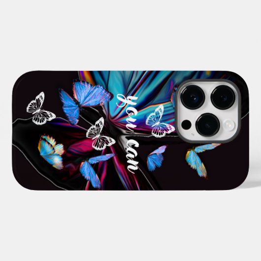 iPhone 14 Coque papillon : VOUS POUVEZ (Verso (horizontal))