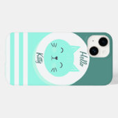 iPhone 14 Coques Hello Kitty blanc & couleur verte (Verso (horizontal))
