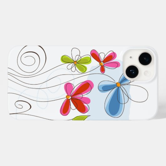 iPhone 14 Fleurs peintes par Coque (Verso (horizontal))