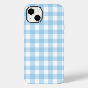 iPhone 14 Plus Stoere Telefoon Case gingham blauw