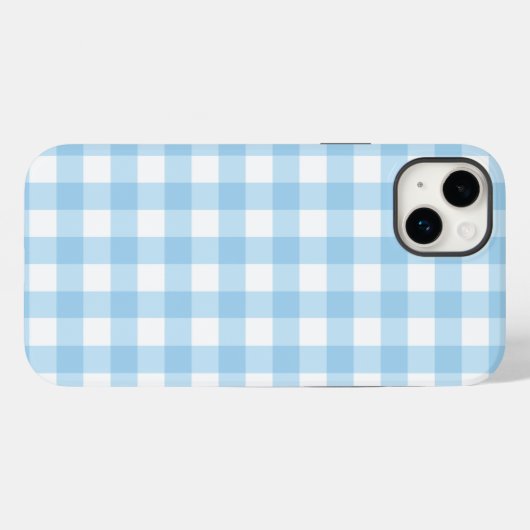 iPhone 14 Plus Stoere Telefoon Case gingham blauw (Achterkant (horizontaal))