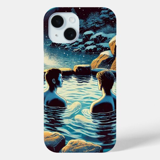 iPhone 15 Coque - Jeunes hommes en onsen (Verso)