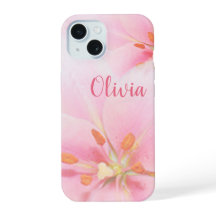 iPhone 15 Coque Rose Lily Lady/Fille/Femme