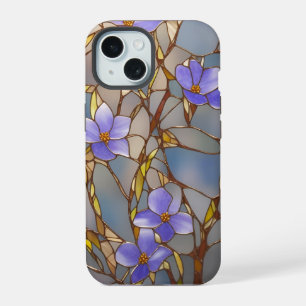 iPhone 15 coque Vitrage Violet Fleurs