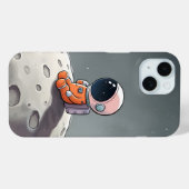 iPhone 15 hoesje - Astronaut zit op de maan (Achterkant (horizontaal))