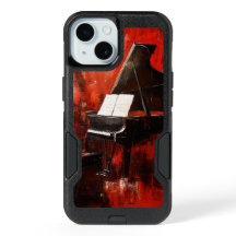 iPhone 15 Hoesje: Piano met rode wand