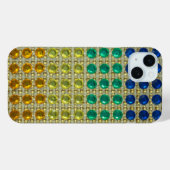 iPhone 15 Mini Parties scintillant vert jaune bleu mousseux coque (Verso (horizontal))