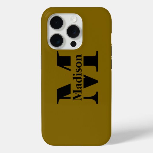 iPhone 15 Pro Coque de monogramme noir minimal moderne (Verso)