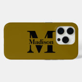 iPhone 15 Pro Coque de monogramme noir minimal moderne (Verso (horizontal))