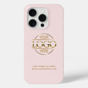 iPhone 15 Pro Élégant Coque de logo personnalisé Blush Pink