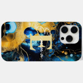 iPhone 15 Pro Max Coque avec encre d'alcool bleu e (Verso (horizontal))