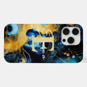 iPhone 15 Pro Max Coque avec encre d'alcool bleu e (Verso Horizontal)
