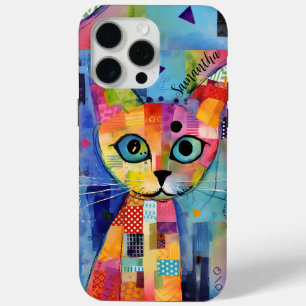 iPhone 15 Pro Max Cute Calico Chat Coque personnalisé