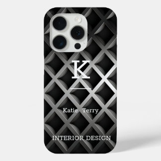 iPhone 15 Pro Monogramme moderne minimaliste noir et blanc Coque