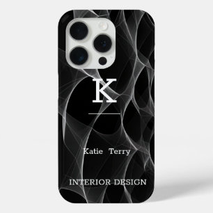 iPhone 15 Pro Monogramme moderne minimaliste noir et blanc Coque