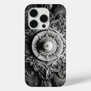 iPhone 15 Pro Monogramme moderne minimaliste noir et blanc Coque