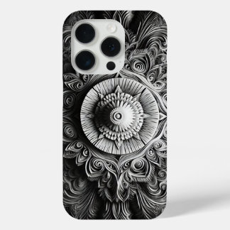 iPhone 15 Pro Monogramme moderne minimaliste noir et blanc Coque