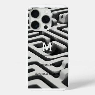 iPhone 15 Pro Monogramme moderne minimaliste noir et blanc Coque