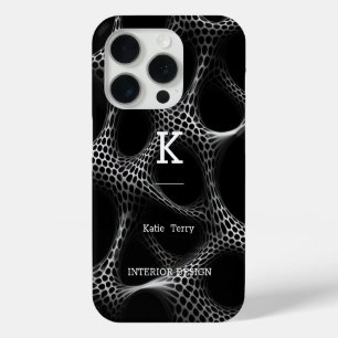 iPhone 15 Pro Monogramme moderne minimaliste noir et blanc Coque