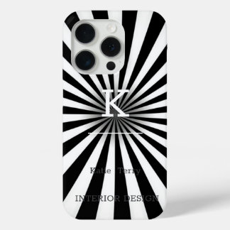 iPhone 15 Pro Monogramme moderne minimaliste noir et blanc Coque