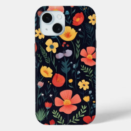 iPhone 15 Telefoon Case w / Floral Art Design