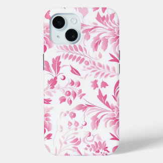 iPhone 15 telefoonhoes met een roze bloemenontwerp