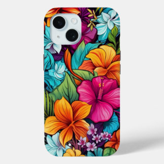 iPhone 15 Telefoonhoesje W / Tropisch bloemontwerp
