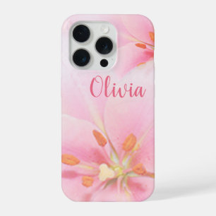 iPhone 15pro Coque rose Lily Lady/Fille/Femme