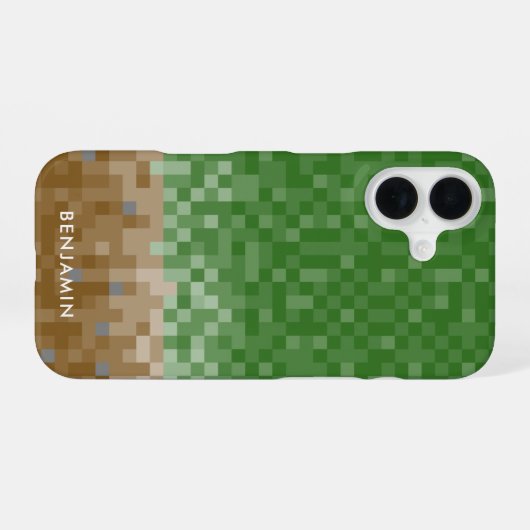 iPhone 16 Conception de pixels Brown et verte avec Coque de  (Verso Horizontal)