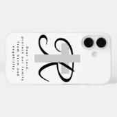 iPhone 16 coque avec croix religieuse et prière (Verso (horizontal))